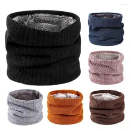 Bandanas Winter Scarf For Women Fleece Ring Bandana Knitting Solid Knitted Neck Warmer Buff Thick Cashmere Headband Ski Mask