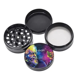 CHROMIUM CRUSHER 4 Layers Herb grinder smoking accessories cnc teeth filter net 50mm Herb color printing Smasher Colorful Aluminum alloy