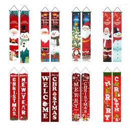 Christmas Decorations Merry Door Pendent Drop Santa Claus Xmas Tree Print Banner Ornaments For Festival Party Decor Supplies