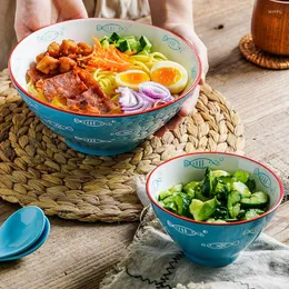 Bowls 360 Ml /1100 Hat Bowl Large Hand-painted Ceramic Beveled Household Tableware Rice Salad Noodle