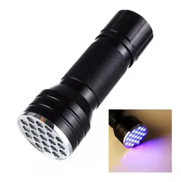 21 LED lanterna UV tocha de tocha Ultra Violet Light Blacklight UV L￢mpada Tocha AAA Bateria para Marcador Detec￧￣o de Verificador DLH437
