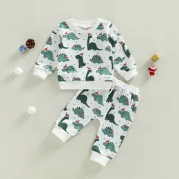 Set di abbigliamento -10-10 Lioraitiin 0-3 anni Bambino Baby Boy Girl 2 pezzi Autunno Set manica lunga animale dinosauro stampato Top pantaloni 221110