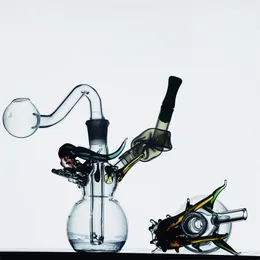 Mini bruciatore a nafta in vetro narghilè Bong Water Pipes matrice in linea perc 10mm joint Recycler Dab Rig collettore di cenere a nido d'ape