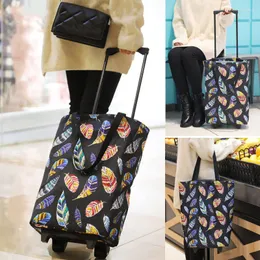 Storage Bags Portable Shopping Cart Supermarket Buy Vegetables Elderly Trolley On Wheels Folding Small Pull Organizer