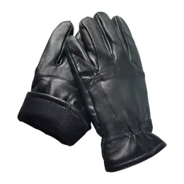 Fem fingrar handskar vintern m￤ns varma ￤kta mocka gris l￤der mantens manlig tjock cykel motorcykel m￤n stickade guantes 221110