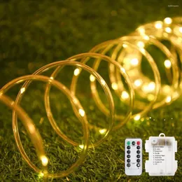 Strings Christmas Decoration Tube Lights Battery Operated Garland With Remote 10M 15M For Year Home Bedroom Outdoor Garden Decors