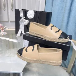 Lyxsandal Casual Dam Skor Espadrilles Sommar Designers dam platt Strand Half Slippers mode kvinna Loafers Fisherman canvas Sko med box storlek 35-41