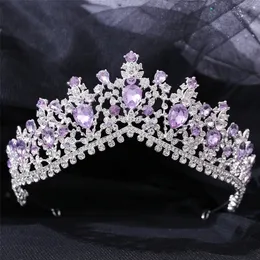 Bröllopshår smycken kmvexo vintage silverfärg lila tiaras kronor pannband brud party diadem brud ornament 221109