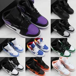 Çocuklar Jumpman 1 Yüksek Basketbol Ayakkabıları Royal Obsidian Chicago jordon 1S tasarımcı kaykay ayakkabıları Yürümeye Başlayan Erkek Kız Sneakers Çocuk Sporları rahat Ayakkabı Boyutu 26-37