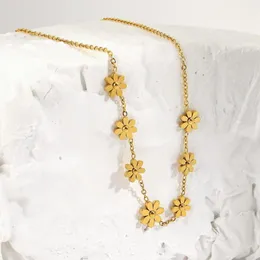 Kedjor st￶rre rostfritt st￥l daisy blomma choker halsband f￶r kvinnor guld f￤rg metall blommig charm kedja smycken 2022