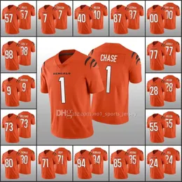 Jersey Cincinnati''bengals''men＃1 Ja'marr Chase 9 Burrow 28 Joe Mixon 85 Tee Higgins '' '' Women Youth Custom Orange Vapor Limited