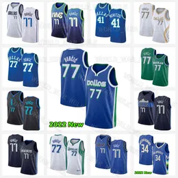 Luka Doncic Basketbol Forması 77 Mavi 75. Yıldönümü Dirk Nowitzki Dallas''mavericks''''jerseys 41 2022 2023 Şehir Siyah Erkekleri