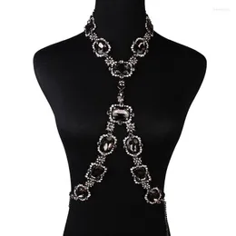 Chains MYDANER Fashio Sexy Waist Belly Jewelry Women Crystal Crossover Harness Chain Necklace Charming Body Necklaces