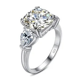 Solitaire Ring Massive 5 Cushion Woman D Color Sterling Silver 925 Big Stone Certified Luxury Jeultry Engagement 221109