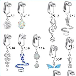 BULTON BULLING BELL TABELA SNAGE Crystal Belly Ring Piercing A￧o cir￺rgico Faux Faux Bell Button Rings for Women Drop Entrega J￳ia