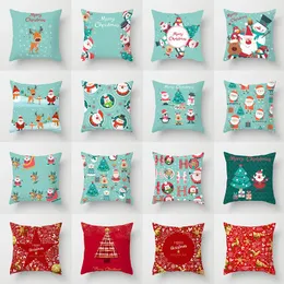 Pillow Case Home Decor Merry Christmas Reindeer Print Polyester Pillowcase Cushion Cover Year Gifts Funda De Almohada