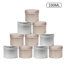 100ML Gold Silver Empty Tin Jar Aluminum Candle Jars With Lid Metal Cream Jars Gift Packaging Storage Bottle Container