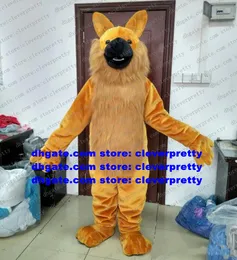 Brown German Shepherd Dog Mascot Costume Alsatian Wolfhound Wolomute Hybrid vuxen Grand Bodog Casino Ceremonial Event ZX1221