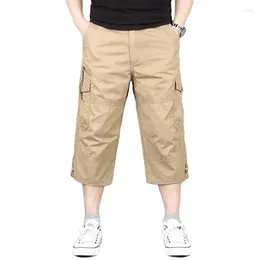 Erkek pantolon yaz gevşek kırpılmış erkekler rahat sokak kıyafeti kısa pantolonlar pantalon homme adam dışarısı askeri kargo joggers capri