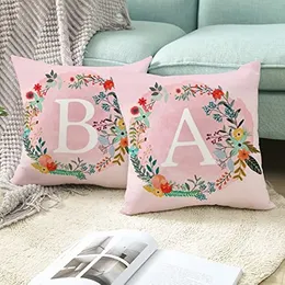 Zapasy imprezowe Hoisy Decor Pillow Coverse Poduszki w salonie okładka wieńca angielska litera d różowy rozmiar 50x50cm CPA4466