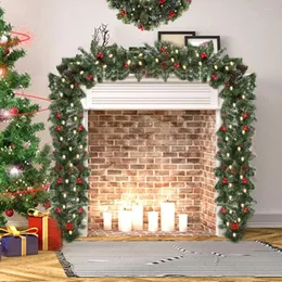 装飾的な花1.8m LED人工クリスマス暖炉ガーランド花輪松の木の飾りDIYハンギングラタンガーランド装飾