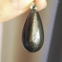 Hänge halsband äkta naturlig svartmontonsten sunsten halsband mode vatten dropp pärla sten 30 15 12mm