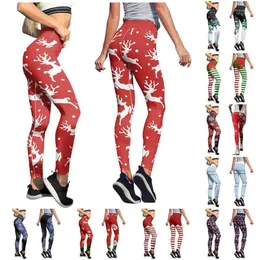 Calça feminina Cappris Christmas Christmas Custom Papai Noel Party Snowman Party Leggings Skinny for Yoga Running Pilates Gym#58