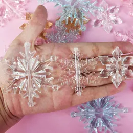 Christmas Decorations 10pcs Snowflake Winter Party Transparent Crystal Acrylic Tree Hanging Pendant Xmas Home Ornaments