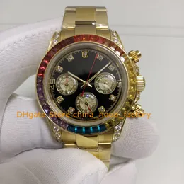 3 kolor z pudełkiem męskie zegarek Chrono 40 mm Auto żółte złote czarne diamenty Diamenty Bransoletka Kwarc Chronograf Sport zegarki