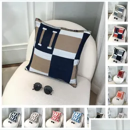 Almofada/travesseiro decorativo Novo designer travesseiro de almofada de almofada letra h almofadas de arremesso de impress￣o T￪xteis caseiros ht1734 gota dhac0