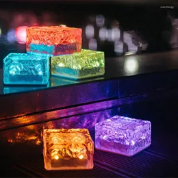 Strängar Solar Outdoor LED -lampor Garland 4/6LEDS Ice Cube Brick Waterproof Garden Decoration år Juldekorationer
