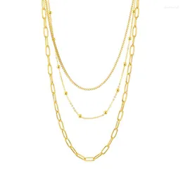 Pendant Necklaces 316L Stainless Steel Simple Metal Mix And Match Chain Temperament Multilayer Ladies Necklace Colar Feminino Ouro