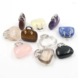Подвесные ожерелья женские сумки с формой натуральные хрустальные подвески прекрасная сумочка Рейки камень камень аметисты тигр глаз розовые исцеляющие украшения