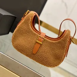 Lamb Hair Underarm Bag Women Shoulder Handbags Brass Hardware Adjustable Shoulder Strap Fashion Letters Interior Zipper Pocket Crescent Shaped Wallet hobo