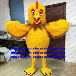 Yellow Long Fur Cock Rooster Mascot Costume Hen Chick Chicken Chook Chickling Character Conference Photo Cartoon Props zx722