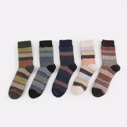 Men's Socks Casual Mens Soft Thick Warm Wool Blends Winter Men Retro Style Colorful Mans Sock Breathable Sokken