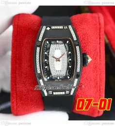 07-01 Black Ceramic Miyota Automatyczne panie Watch Watch Watche Watche Watch Dame Dware Rose Gold Diamonds Białe diamentowe szkielet gumowe super wydanie 3 style pureteime