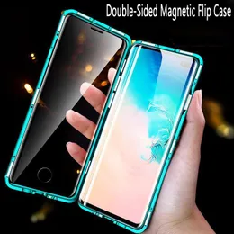 360 caixa de metal magnética dupla face para samsung galaxy s22 s21 ultra plus note20 a51 a71 a21s a30 a50 a70 vidro temperado capa traseira frontal