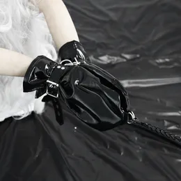 Five Fingers Gloves Exotic Appeal of Black Soft Faux Leather Fist with Locks Restraint and Chain for Men Women Role Play Sexy Fetish Costumes 221110