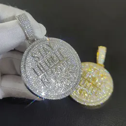 2022 Nowy moda hip hop Rap duży okrągły wisior Naszyjnik Pełny bling cyrkon 18k prawdziwa złota biżuteria najwyższa jakość