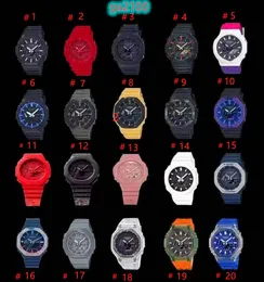 Iced Out-Uhr, digitale Sport-Quarz-Herrenuhr, wasserdicht, Weltzeit, LED, automatisches Hebelicht, 20 Farben, ultradünne, abnehmbare Eichen-Serie