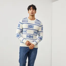 Men's Sweaters 2022 British Floating Line Jacquard Youth Round Neck Cashmere Knitted Bottoming Shirt Business Gentleman Sweater Men
