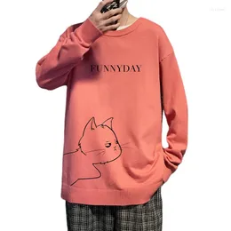 Men's Sweaters Thick Fleece Sweater Cute Round Collar Sweatshirts Multi Colors Casual Daily Youth Pullovers