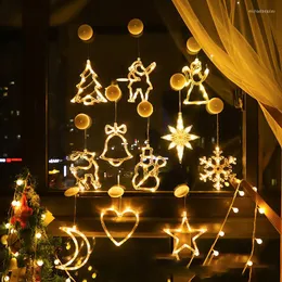 Strings Christmas Indoor Window Light Decoration Backdrop String Lights With Suction Cup For Home Bedroom Wedding Party Holiday