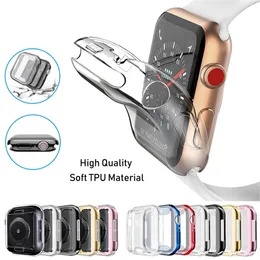 360 Full Slim Watch Cover för Apple Case 5 4 3 2 1 42mm 38mm Mjuk klar TPU -skärmskydd för IWATCH 4 3 44mm 40mm