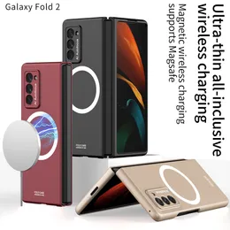 Magnetiska tr￥dl￶sa laddare fodral f￶r Samsung Galaxy Z Fold 2 Case Matt Shell Hard Protection Cover