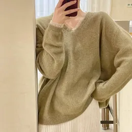 Jesienna zima nowy sweter 2022 SWEATER SWEATER SWEATUAL Casual Korean Women's Retro Purple Tops Loose Raccoon Velvet Sweter w dekolcie