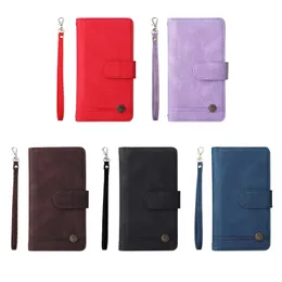 Portfel Połączenia telefoniczne dla Samsung Galaxy Z Fold 4/3 Solidny kolor stały kolor Pu Leathe Flip Kick -Stand Case z wieloma kartkami i paskiem ręcznym