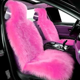 Araba koltuğu Kış Sıcak Araba Koltuğu Kapakları Yapay Peluş Arabalar Yastık Yumuşak Sentetik Yün Koltuklar Otomatik Kamyon SUV Van Sıcak Pink T221110