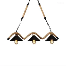 Lampy wiszące Rope żyrandol Retro Bar Nordic Cafe Restaurant Window Clothing Shop Lampa. E27 3 AC110-240V.